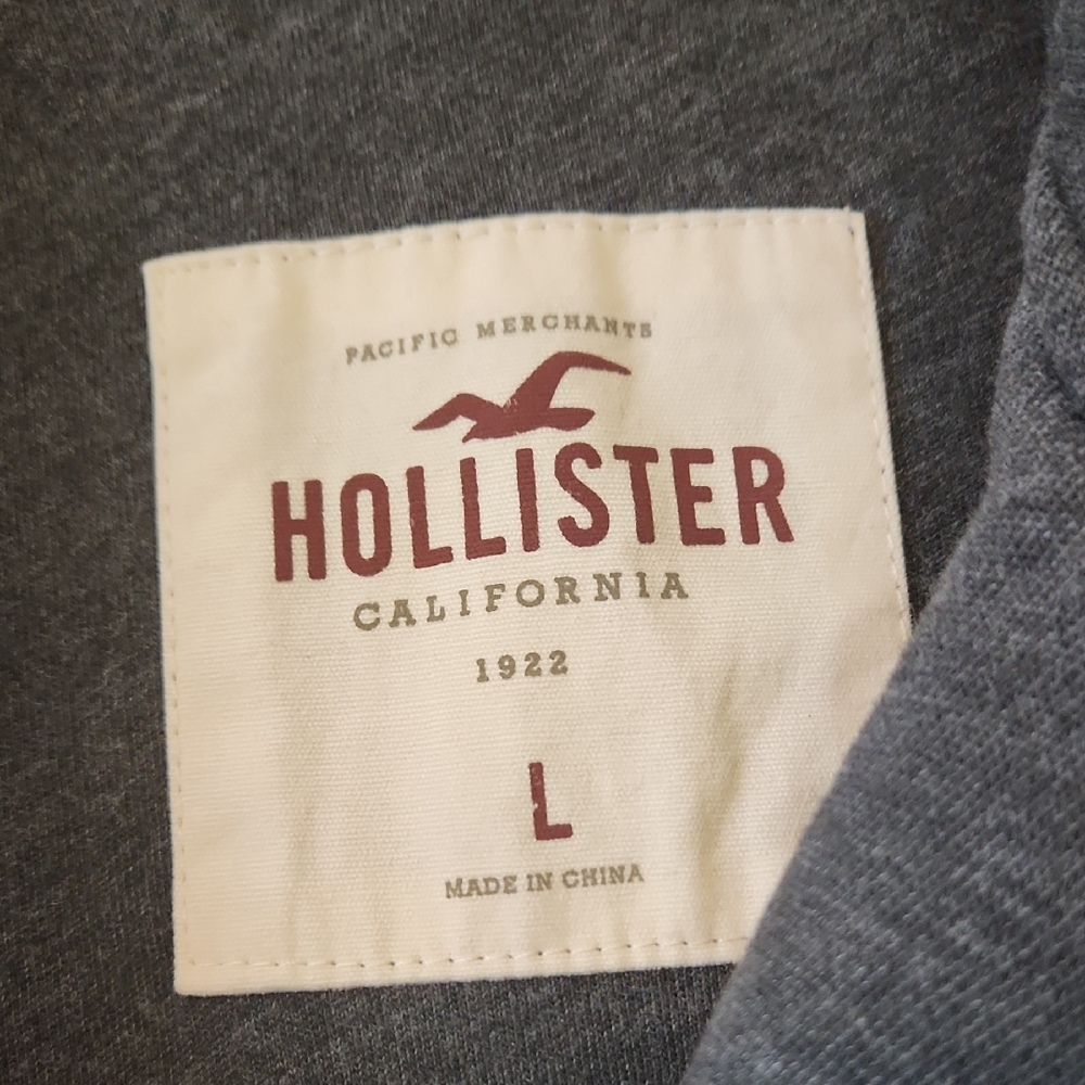 Hollister Women's Black Leather Jacket with Gray Hood - Picture 6 of 7